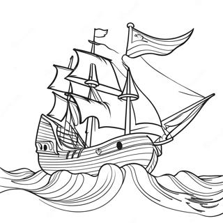 Vintage Piratskib I Stormfulde Have Farvelaegningssiden 37174-8129