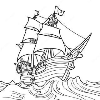 Vintage Piratskib I Stormfulde Have Farvelaegningssiden 37174-8131