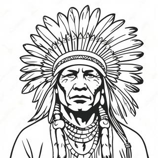 Indiansk Hovding I Traditionelt Toj Farvelaegningsside 37454-8181