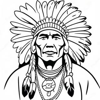 Indiansk Hovding I Traditionelt Toj Farvelaegningsside 37454-8182