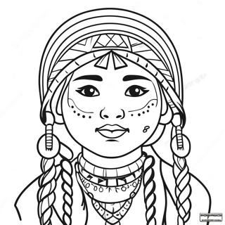 Indiansk Pige Med Fletninger Farvelaegningsside 37455 8185