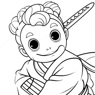 Tanjiro Kamado Med Nichirin Svaerd Farvelaegningssiden 3923-116