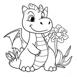 Venlig Drage Med Blomster Farvelaegningssiden 4013-750