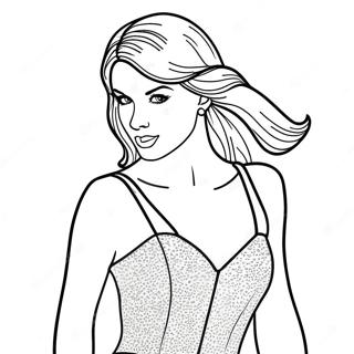 Taylor Swift I En Glitrende Kjole Farvelaegningsside 4109-1193