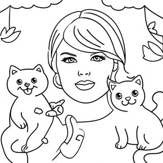 Taylor Swift Med Katte Farvelaegningsside 4110-1648