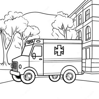 Venlig Ambulance Der Korer Gennem Byen Farvelaegningsside 41728 9126