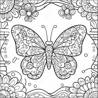 Farverig Mosaik Sommerfugl Farvelaegningsside 42363-9254