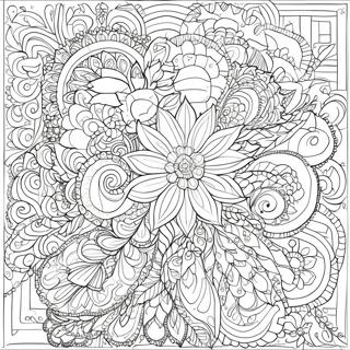Intrikat Mosaik Blomst Farvelaegningsside 42364-9257