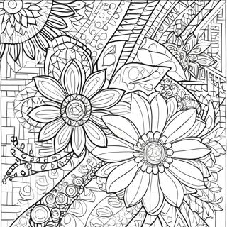 Intrikat Mosaik Blomst Farvelaegningsside 42364-9258