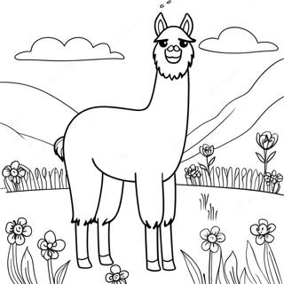 Lama I En Blomstereng Farvelaegningssiden 42637-9321