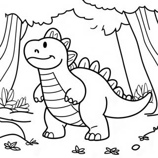 Glad Stegosaurus I En Skov Farvelaegningsside 43292-9460