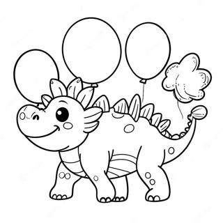 Farverig Stegosaurus Med Balloner Farvelaegningsside 43295-9472