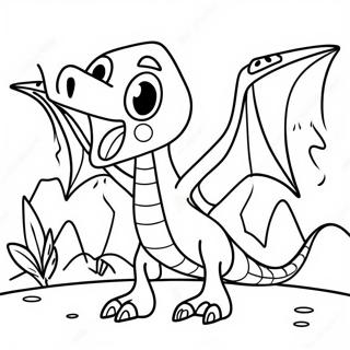 Venlig Pterodactyl Med Et Stort Smil Farvelaegningsside 44090-9637