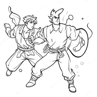 Dynamisk Manga Action Scene Farvelaegningsside 44614-9757