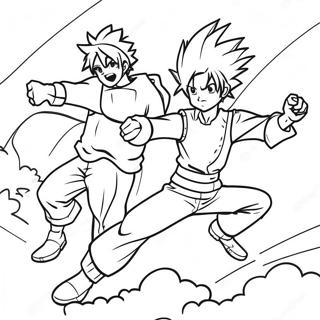 Dynamisk Manga Action Scene Farvelaegningsside 44614-9758