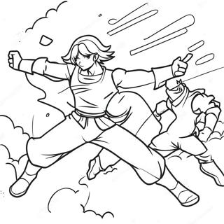 Dynamisk Manga Action Scene Farvelaegningsside 44614-9759