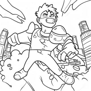 Dynamisk Manga Action Scene Farvelaegningsside 44614-9760