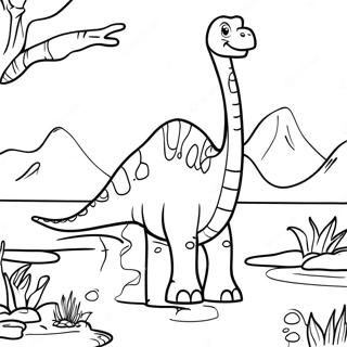 Brachiosaurus Gar I Vand Farvelaegningsside 45582 9988