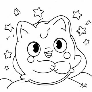 Jigglypuff Omgivet Af Stjerner Farvelaegningsside 45665-10005