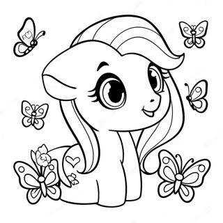 Fluttershy Med Farverige Sommerfugle Farvelaegningsside 47284-10335