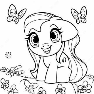 Fluttershy Med Farverige Sommerfugle Farvelaegningsside 47284-10336