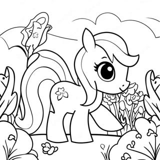 Fluttershy I En Blomsterhave Farvelaegningsside 47285-10337