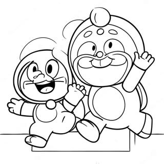 Doraemon Og Nobita Leger Sammen Farvelaegningsside 48442-10599