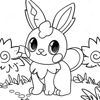 Sylveon I En Blomsterhave Farvelaegningsside 50723-11094