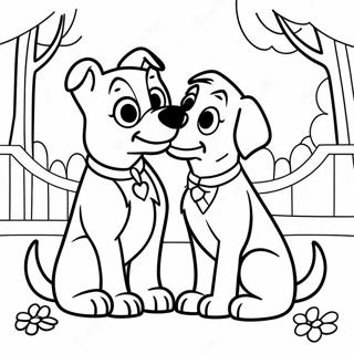 Lady Og Vagabonden Charmerende Parkscene Farvelaegningsside 52669-11521