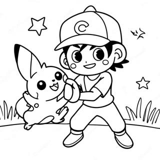 Ash Ketchum Fanger Pikachu Farvelaegningsside 53299-11651