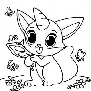 Espeon Leger Med Sommerfugle Farvelaegningsside 55635-12187