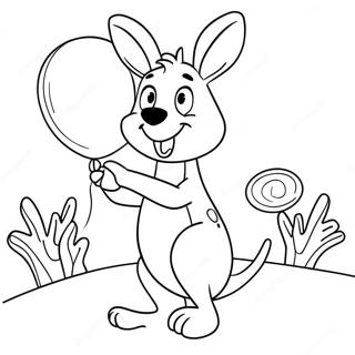 Kaenguru Holder En Ballon Farvelaegningsside 56009 12265