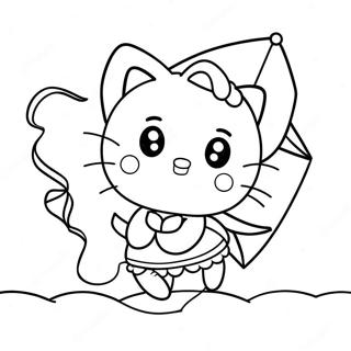 Legesyg Hello Kitty Med En Drage Farvelaegningsside 565-351