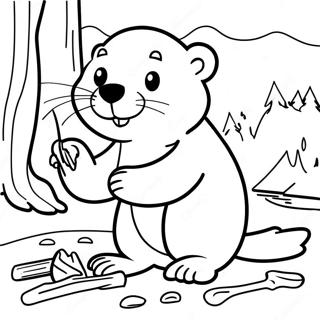 Travl Baever Arbejder Pa En Hytte Farvelaegningsside 57850-12667