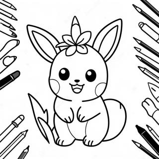 Eevee Med Blomsterkrone Farvelaegningsside 58828-12887