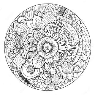 Farverig Dyremandala Farvelaegningsside 60495-13250