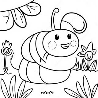 Smilende Larve I En Have Farvelaegningsside 61142 13442