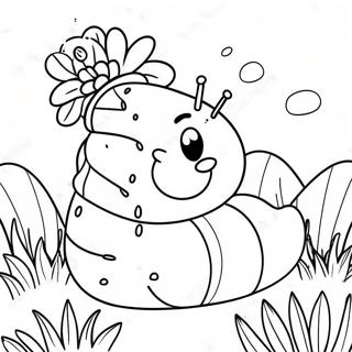 Smilende Larve I En Have Farvelaegningsside 61142 13443