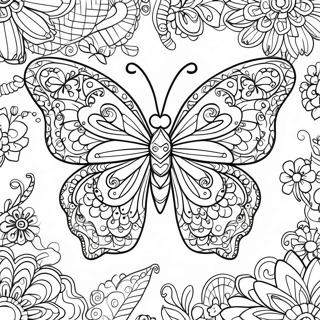 Intrikat Zentangle Sommerfugl Farvelaegningsside 61956-13647