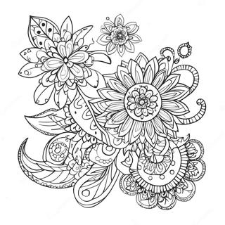 Fantastisk Zentangle Blomst Farvelaegningsside 61957-13649