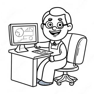 Glad Laerer Ved Skrivebordet Farvelaegningsside 62058-13679