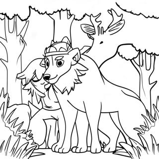 Prinsesse Mononoke Med Skovander Farvelaegningsside 62143-13701