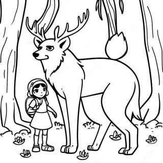 Prinsesse Mononoke Med Skovander Farvelaegningsside 62143-13703