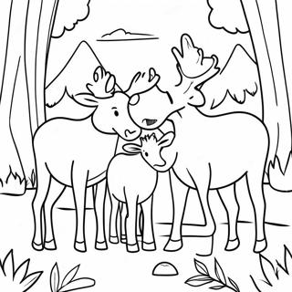 Elgfamilie I Naturen Farvelaegningssiden 63431-14053