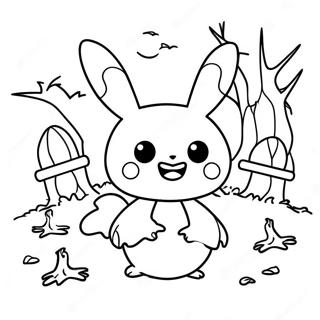Mimikyu I En Uhyggelig Kirkegard Farvelaegningsside 64063-14219