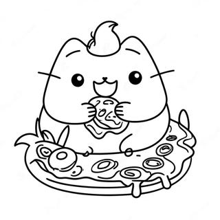 Sode Pusheen Spiser Pizza Farvelaegningsside 6473-934