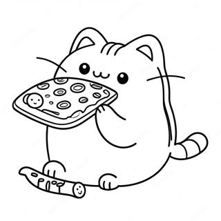 Sode Pusheen Spiser Pizza Farvelaegningsside 6473-935