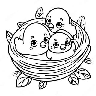 Glade Babyfugle I Rede Farvelaegningsside 656 1551