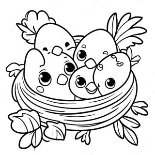 Glade Babyfugle I Rede Farvelaegningsside 656 1552