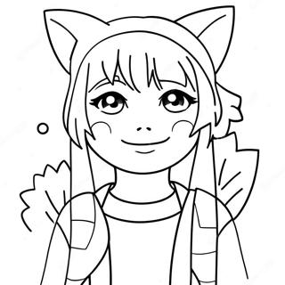 Anime Pige Med Katteorer Farvelaegningsside 65911 14422